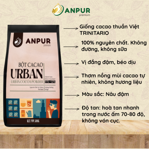 Alternative view of BỘT CACAO NGUYÊN CHẤT URBAN